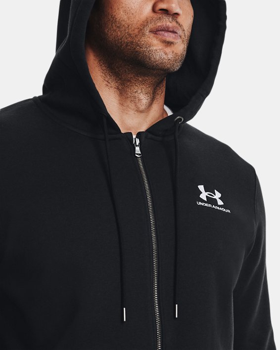 Men's UA Essential Fleece Full-Zip Hoodie, Black, pdpMainDesktop image number 3